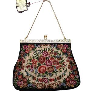 Vintage 1980s Handmade Petit Point Hand Embroidered Purse